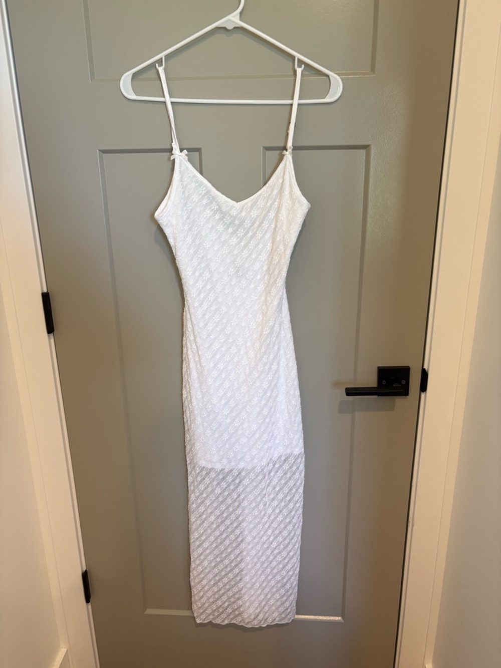 wild fable White Lace Slip Maxi Dress with Spaghetti Straps